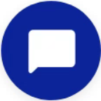 Blue icon of two speech bubbles overlapping